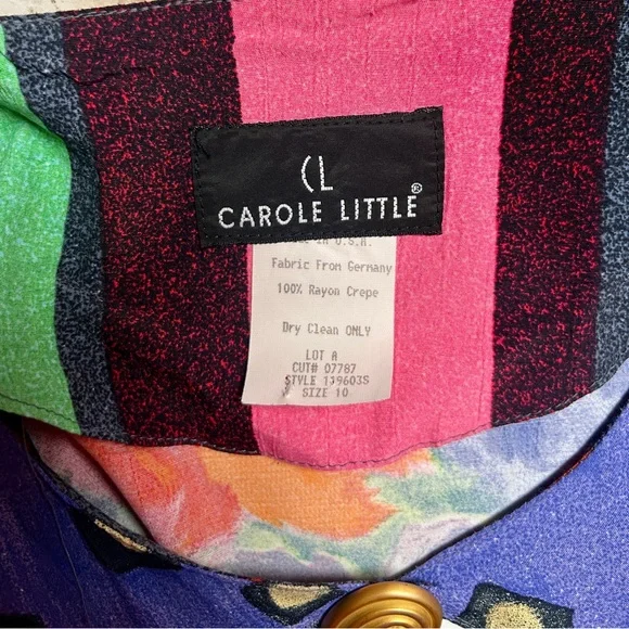 Carole Little ~ USA ~ Women’s Size 10 ~ Multi-Colors Striped & Polka Dots Blouse - Picture 12 of 12